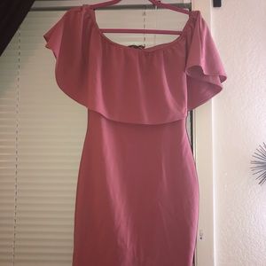 Mauve colored shoulder dress